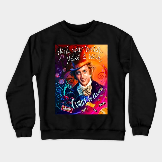 Wonka and chocolate - fanart Crewneck Sweatshirt by SAN ART STUDIO 